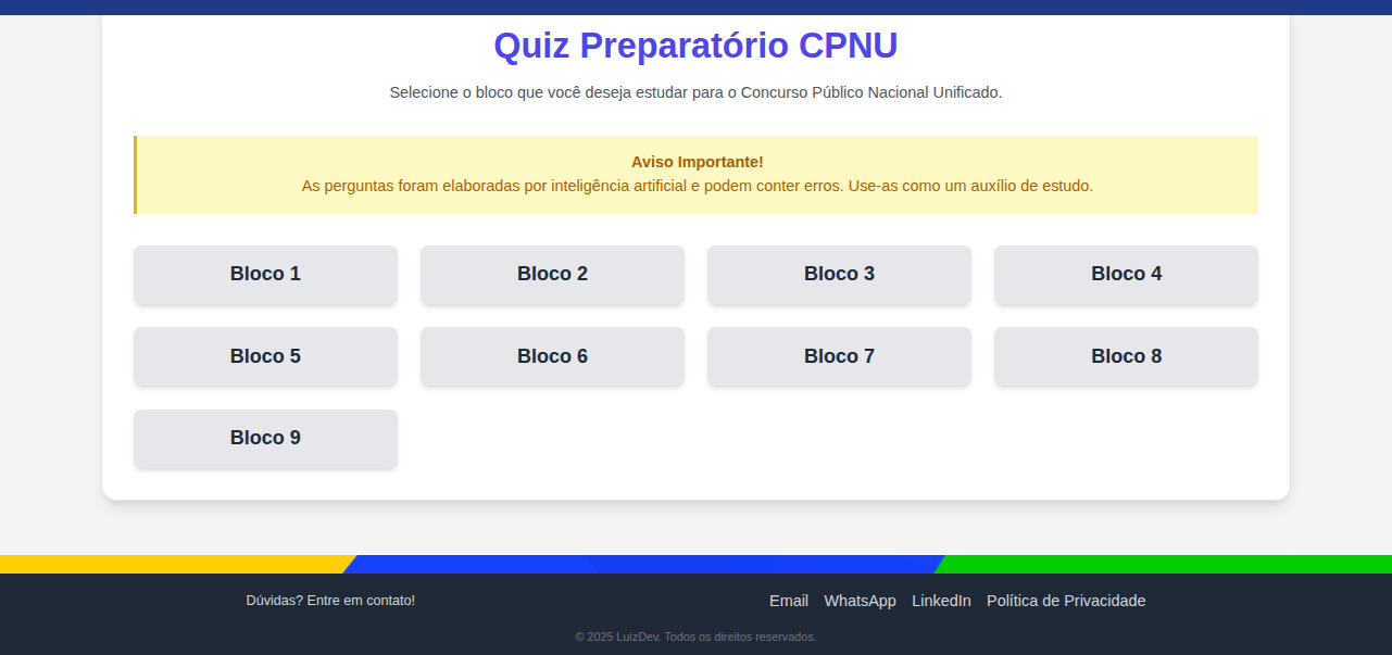 Screenshot do Quiz